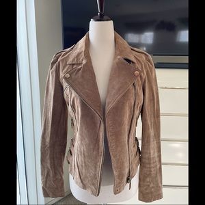 Mango Suede Biker Moto Jacket XS